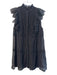 Alice & Olivia Size 8 Black Polyester Eyelet Button Down Ruffle Sleeveless Dress Black / 8
