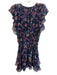 Ramy Brook Size Medium Black & Multi Viscose Floral V Neck Stretch Waist Dress Black & Multi / Medium