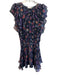 Ramy Brook Size Medium Black & Multi Viscose Floral V Neck Stretch Waist Dress Black & Multi / Medium