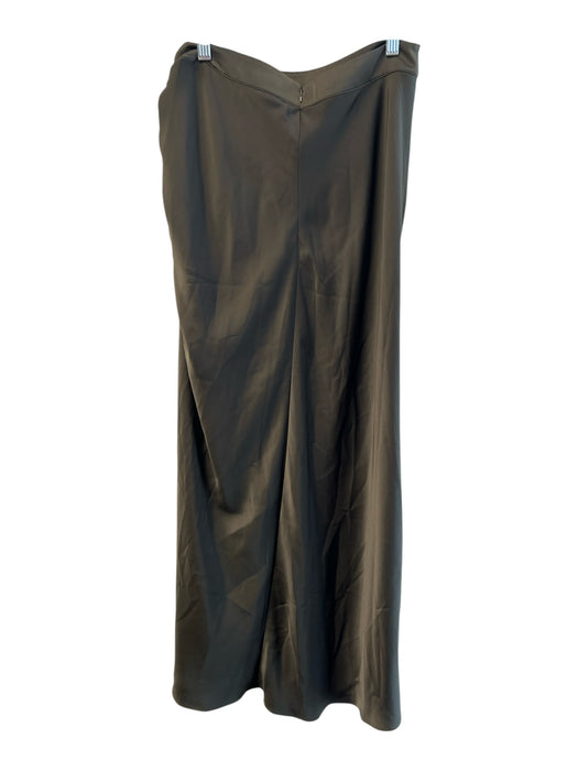 All Saints Size 6 Dark Green Polyester Back Zip Side Ruching Maxi Skirt Dark Green / 6
