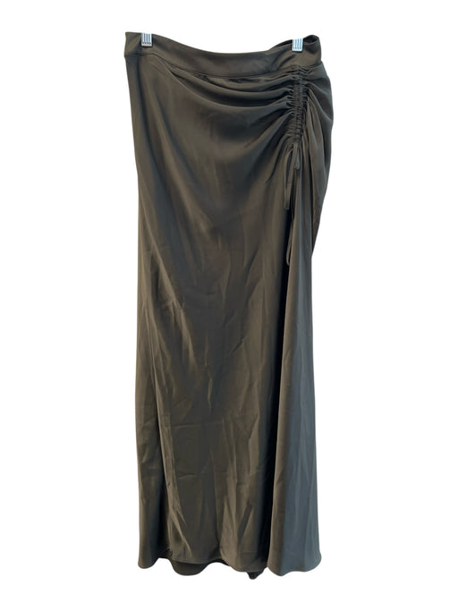 All Saints Size 6 Dark Green Polyester Back Zip Side Ruching Maxi Skirt Dark Green / 6