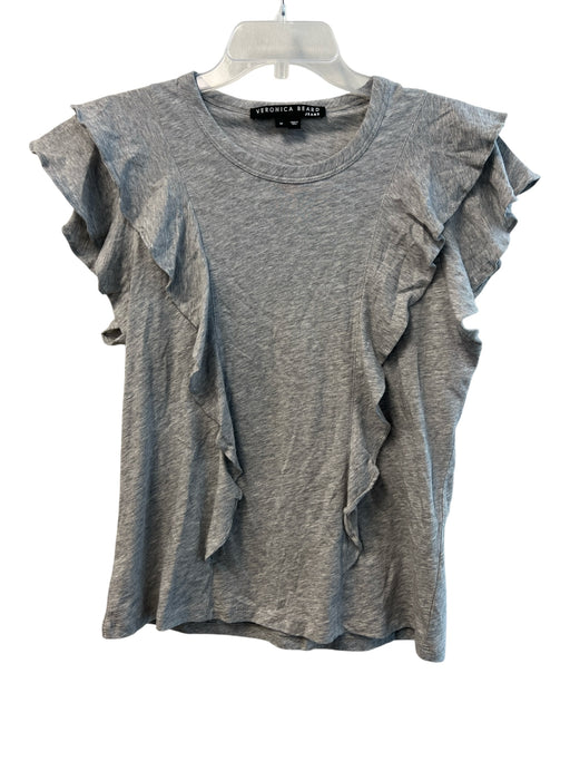 Veronica Beard Size Medium Gray Cotton Heathered Round Neck T Shirt Top Gray / Medium