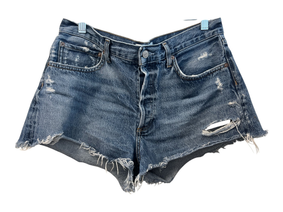 Agolde Size 29 Dark Wash Cotton Blend Mid Rise Button Fly 5 Pocket Shorts Dark Wash / 29