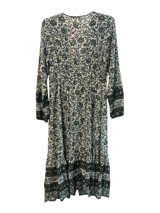 Veronica Beard Size Medium Green & White Viscose Blend floral print V Neck Dress Green & White / Medium