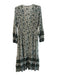Veronica Beard Size Medium Green & White Viscose Blend floral print V Neck Dress Green & White / Medium