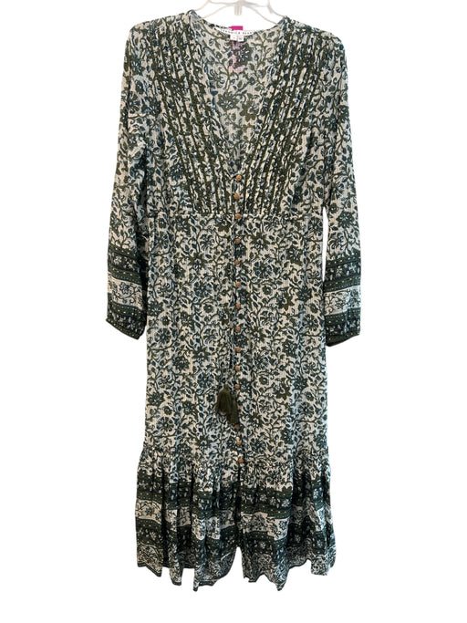 Veronica Beard Size Medium Green & White Viscose Blend floral print V Neck Dress Green & White / Medium