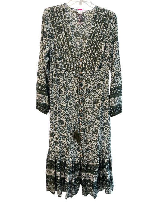 Veronica Beard Size Medium Green & White Viscose Blend floral print V Neck Dress Green & White / Medium