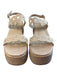 Larroude Shoe Size 9 Tan Raffia open toe Buckle Ankle eyelet Platform Shoes Tan / 9