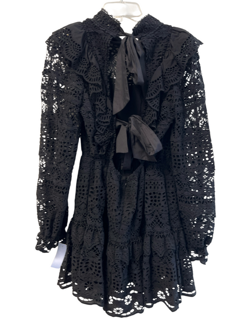 Sea New York Size 8 Black Cotton Open Back Back Bows Back Zip Lace Dress Black / 8