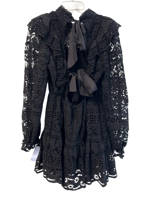 Sea New York Size 8 Black Cotton Open Back Back Bows Back Zip Lace Dress Black / 8