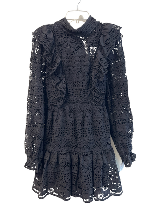 Sea New York Size 8 Black Cotton Open Back Back Bows Back Zip Lace Dress Black / 8