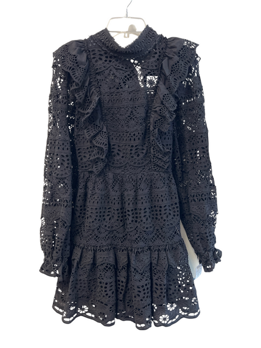 Sea New York Size 8 Black Cotton Open Back Back Bows Back Zip Lace Dress Black / 8