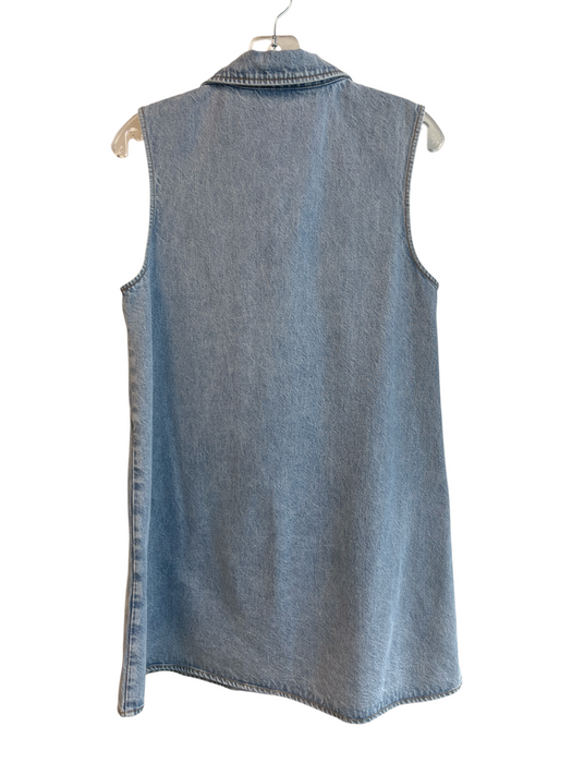Frame Size 6 Light Denim Cotton Sleeveless Collared Half Snap A line Dress Light Denim / 6