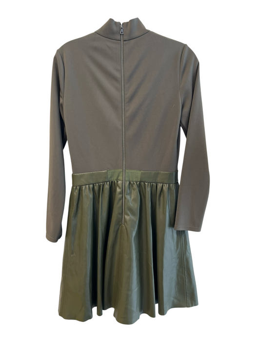 Alice & Olivia Size 8 Army Fatigue Green Polyurethane Long Sleeve Back Zip Dress Army Fatigue Green / 8