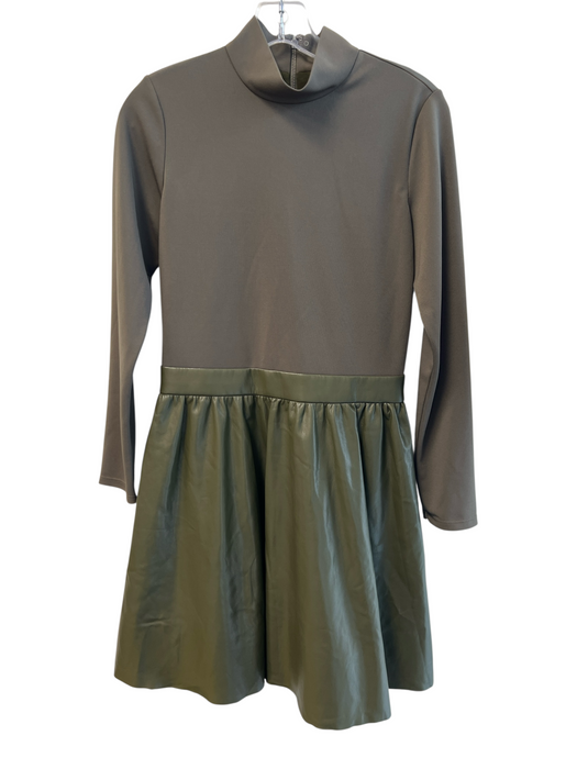 Alice & Olivia Size 8 Army Fatigue Green Polyurethane Long Sleeve Back Zip Dress Army Fatigue Green / 8