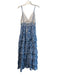 Alice & Olivia Size 8 Blue & White Cotton V Neck Tiered Sleevel Print Dress Blue & White / 8