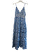 Alice & Olivia Size 8 Blue & White Cotton V Neck Tiered Sleevel Print Dress Blue & White / 8