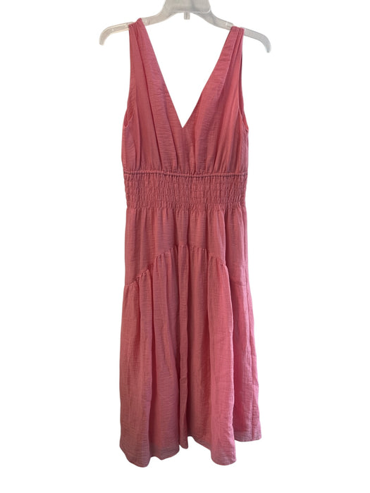 Vince Size S/P Pink Tencel Blend V Neck Sleeveless Lined Stretch Waist Dress Pink / S/P