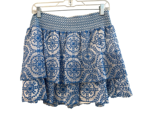 Alice & Olivia Size 8 Blue & White Polyester Stretch Waist All Over Print Skirt Blue & White / 8