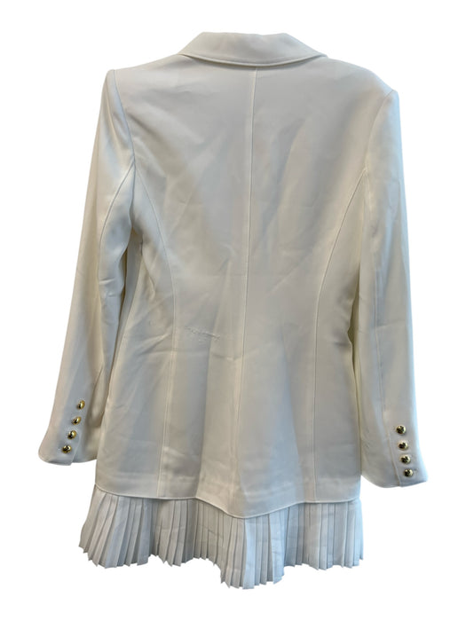 Cinq a Sept Size 6 Ivory Triacetate Blend Collared Shoulder Pads Dress Ivory / 6