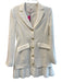 Cinq a Sept Size 6 Ivory Triacetate Blend Collared Shoulder Pads Dress Ivory / 6