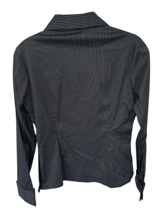 Rayure Size 42 Black & White Cotton Blend Long Sleeve Pin Stripe Collar Top Black & White / 42