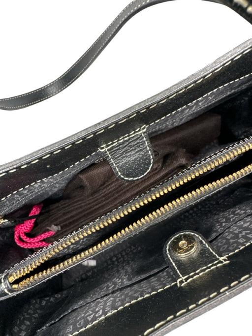 Kate Spade Black & White Leather Stitching Structured Top Handles Bag Black & White / M