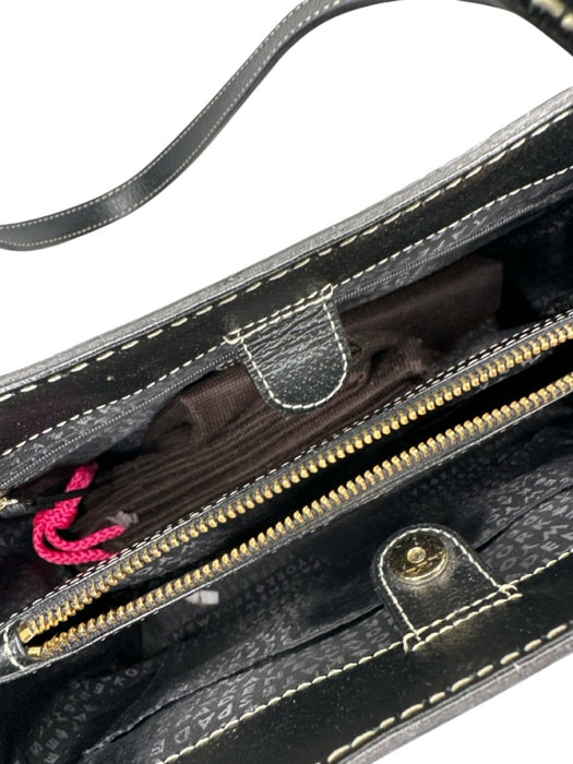 Kate Spade Black & White Leather Stitching Structured Top Handles Bag Black & White / M
