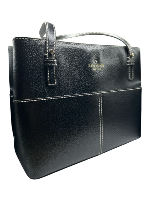 Kate Spade Black & White Leather Stitching Structured Top Handles Bag Black & White / M