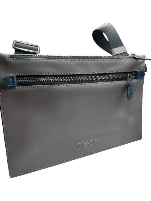 Coach Gray & Red Leather Rectangle Color Block Canvas Strap Crossbody Bag Gray & Red / M