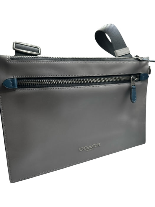 Coach Gray & Red Leather Rectangle Color Block Canvas Strap Crossbody Bag Gray & Red / M