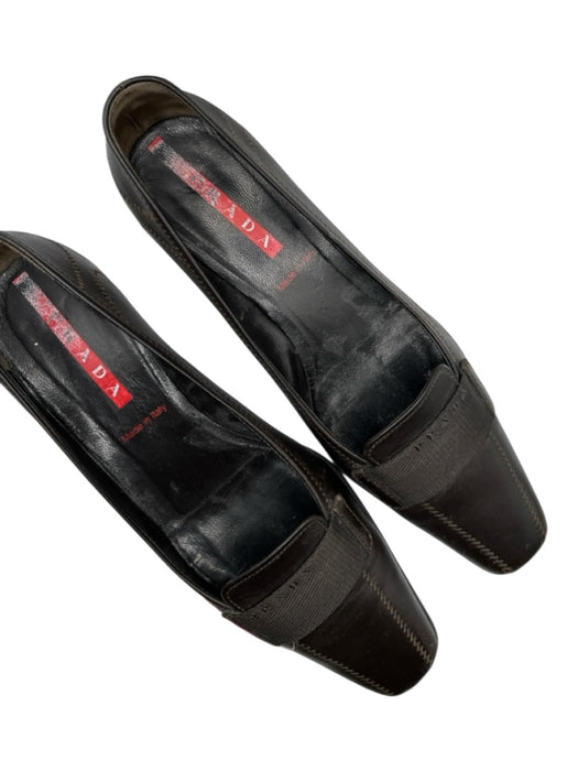 Prada Shoe Size 36.5 Dark Brown Leather Kitten Heel Square Toe Pumps Dark Brown / 36.5