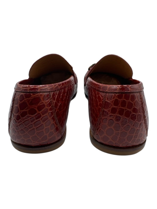 Ferragamo Shoe Size 10EE New Red Leather Embossed Loafer Men's Shoes Red / 10EE