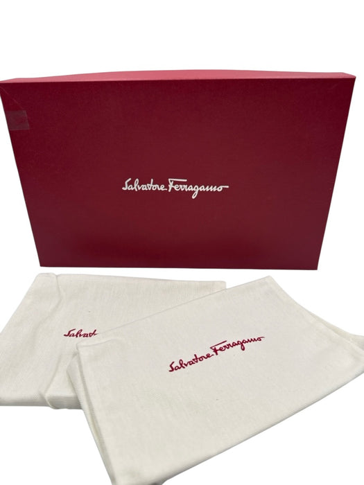 Ferragamo Shoe Size 10EE New Red Leather Embossed Loafer Men's Shoes Red / 10EE