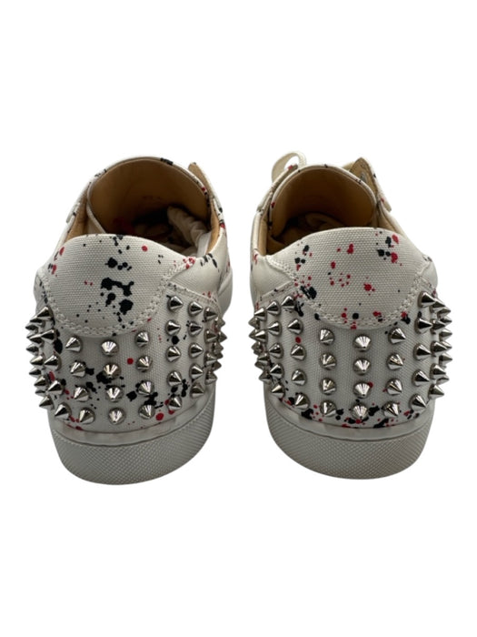 Christian Louboutin Shoe Size 42.5 White & Multi Canvas Splatter Spikes Shoes White & Multi / 42.5