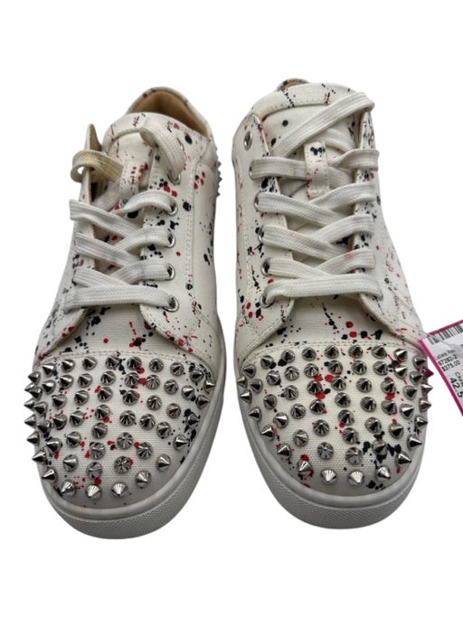 Christian Louboutin Shoe Size 42.5 White & Multi Canvas Splatter Spikes Shoes White & Multi / 42.5