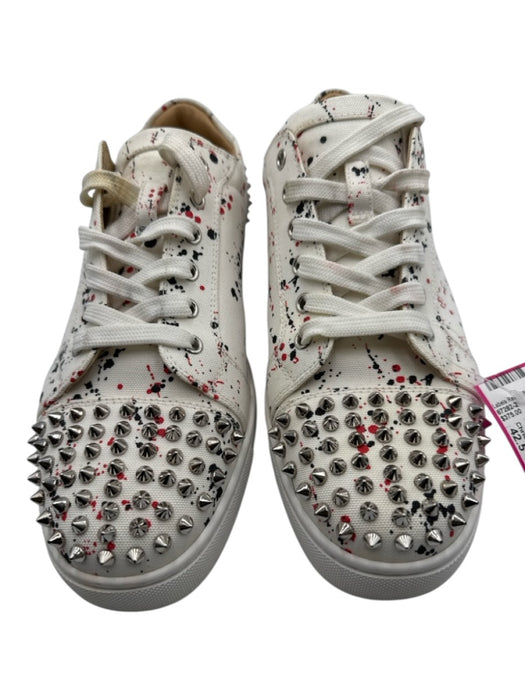 Christian Louboutin Shoe Size 42.5 White & Multi Canvas Splatter Spikes Shoes White & Multi / 42.5