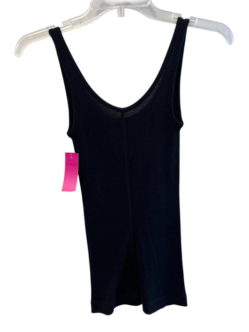Vince Size XS Black Pima Cotton Blend Ribbed Scoop Neck Sleevel Print Tank Top Black / XS