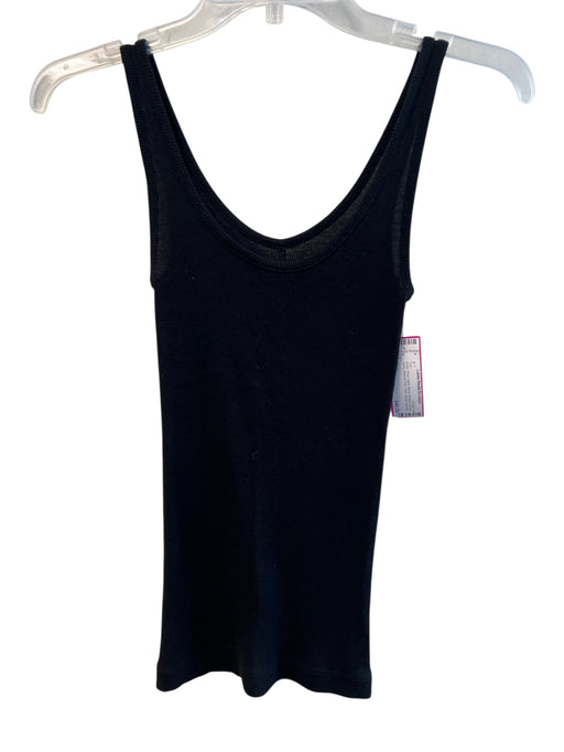 Vince Size XS Black Pima Cotton Blend Ribbed Scoop Neck Sleevel Print Tank Top Black / XS