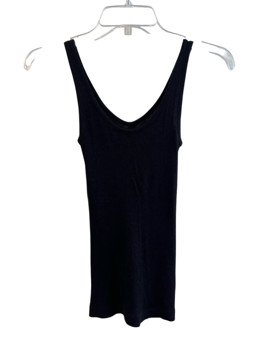 Vince Size XS Black Pima Cotton Blend Ribbed Scoop Neck Sleevel Print Tank Top Black / XS