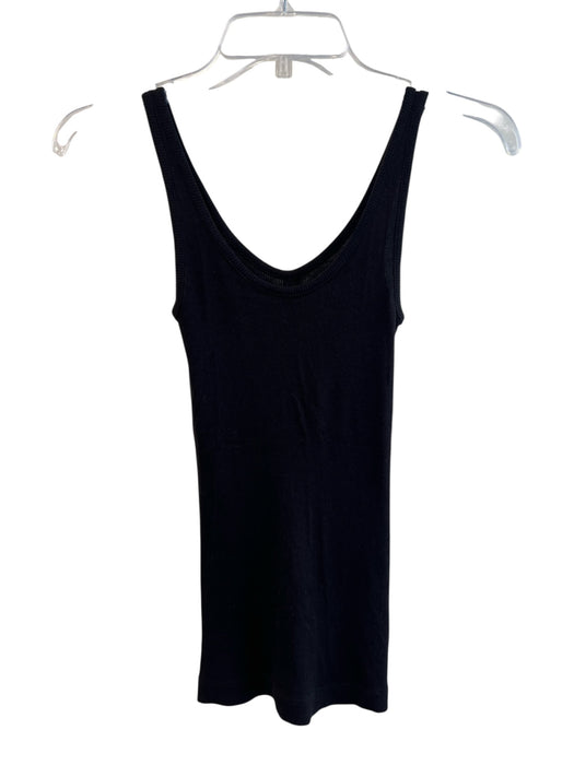 Vince Size XS Black Pima Cotton Blend Ribbed Scoop Neck Sleevel Print Tank Top Black / XS