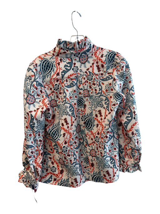 CK Bradley Size Small White, Orange & Blue Polyester Long Sleeve V Neck Top White, Orange & Blue / Small