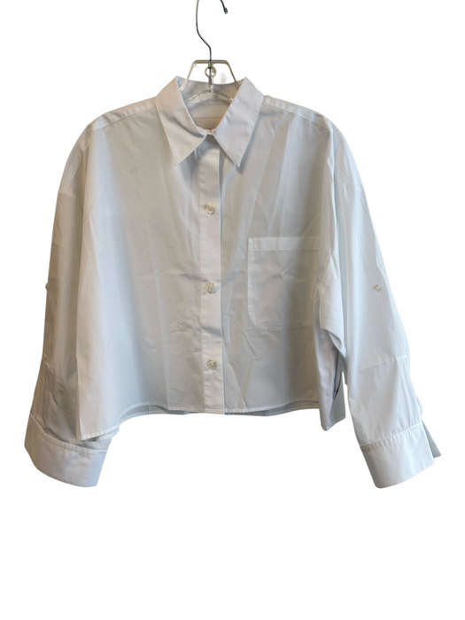 TWP Size XS/S White Cotton Collared Button Down Cropped Long Sleeve Top White / XS/S