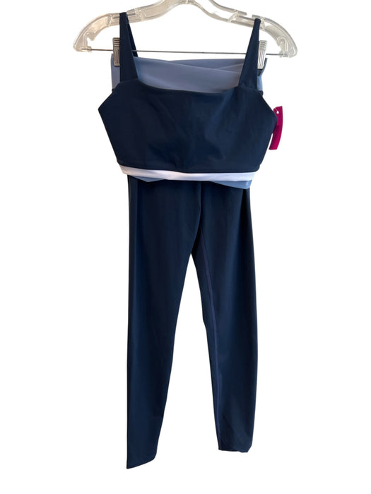 Elastique Size Small Navy, Blue & White Polyamide Blend Crop Top Athletic Set Navy, Blue & White / Small