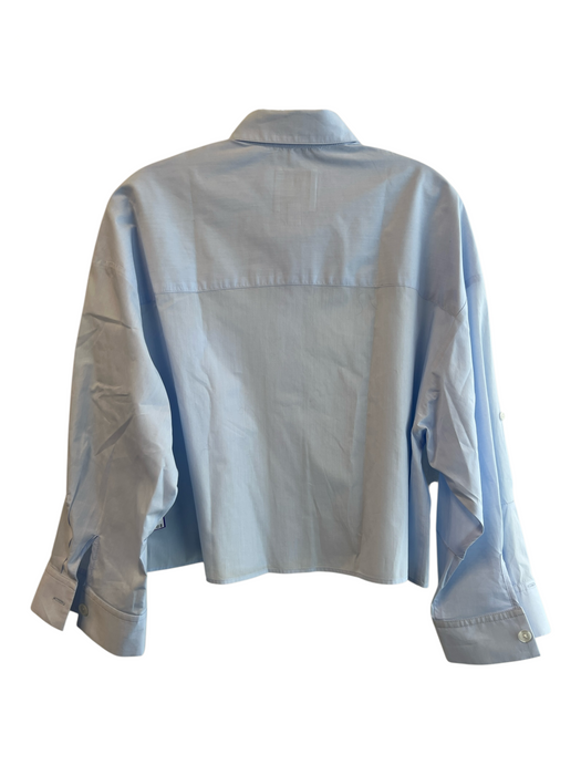 TWP Size XS/S Light Blue Cotton Collared Button Down Cropped Long Sleeve Top Light Blue / XS/S