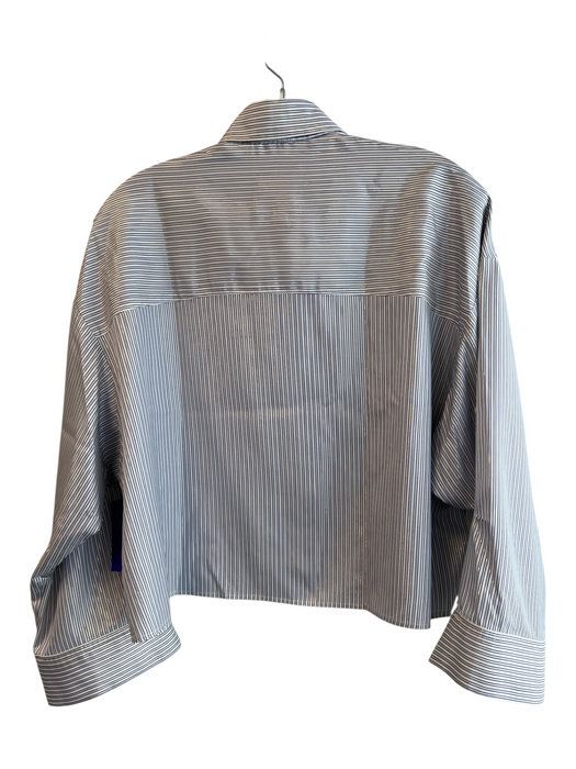 TWP Size XS/S Navy & white Cotton Collared Button Down Cropped Long Sleeve Top Navy & white / XS/S