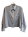 TWP Size XS/S Navy & white Cotton Collared Button Down Cropped Long Sleeve Top Navy & white / XS/S