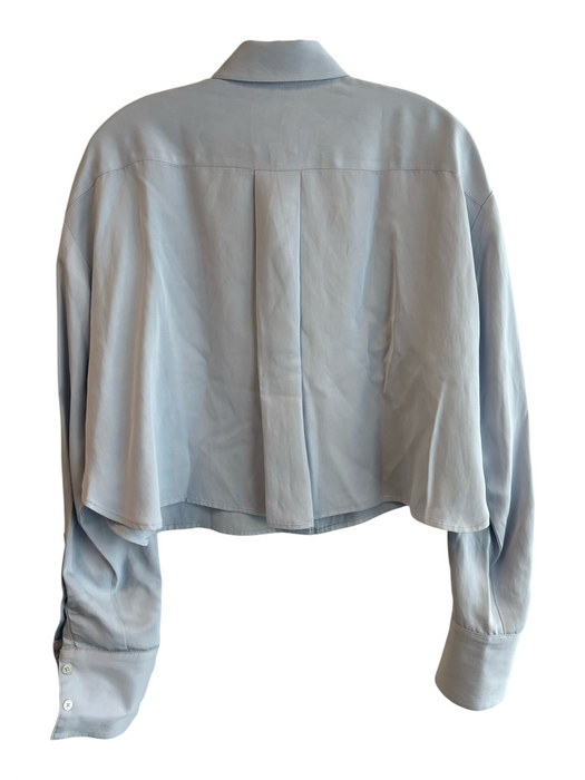 TWP Size XS/S Light Blue Viscose & Linen Collared Button Down Cropped Top Light Blue / XS/S