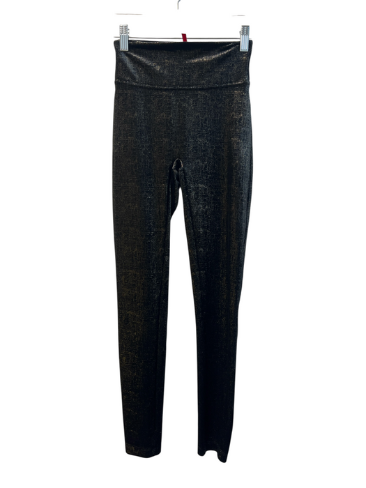 Spanx Size XS Black & Gold Polyester Velvet Shimmer High Rise Skinny Leggings Black & Gold / XS