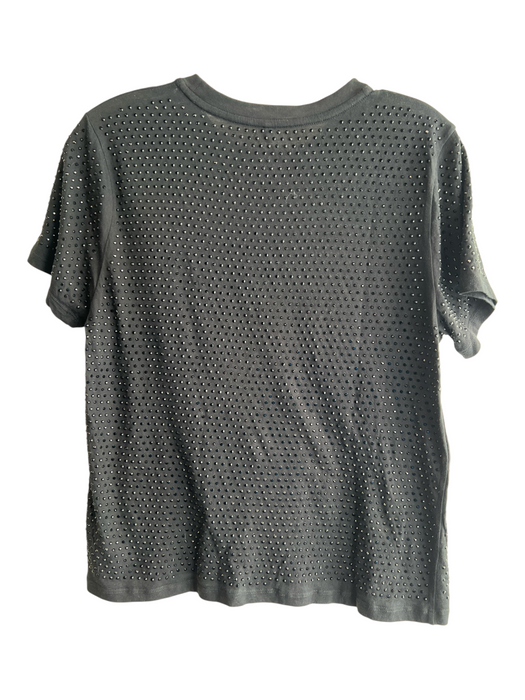 Cynthia Rowley Size XS Black Cotton Rhinestone Crew Neck Short Sleeve Top Black / XS